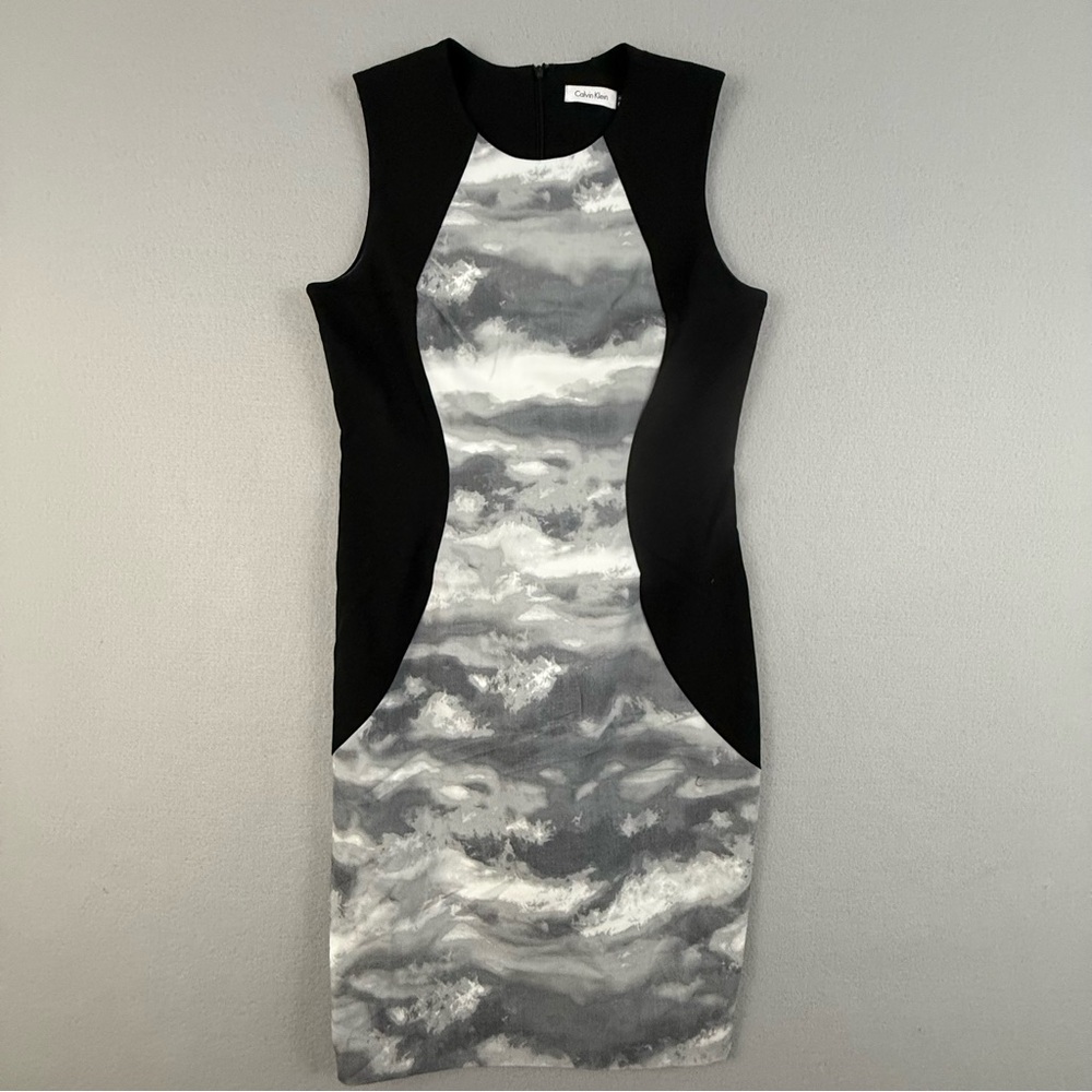 Calvin Klein Black‎ and Gray Midi Dress